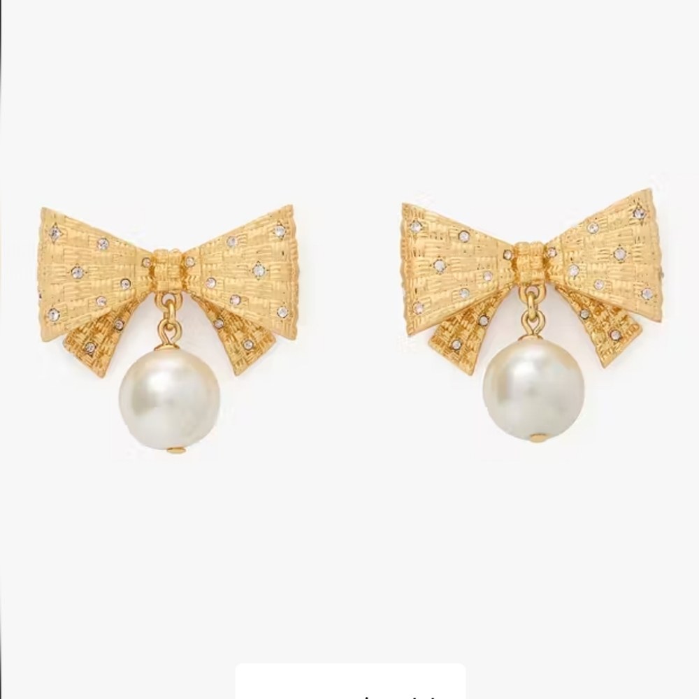 Kate Spade Wrapped In A Bow Drop Earrings, Cream/ Gold